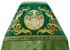 Облачення священника комбіноване з парчі &quot;Візантійський хрест&quot;, з вишитим опліччям, вишивка &quot;Новий візерунок&quot;