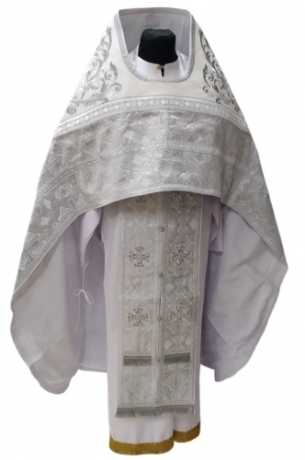 Облачення священника комбіноване з парчі "Візантійський хрест", з вишитим опліччям, Вишивка "Роза"