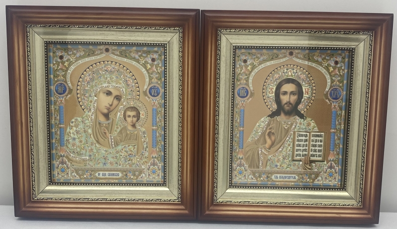 Ікони "Вінчальна пара" (літ. куп. ж-б., рам. кор., пр.) 26х23см