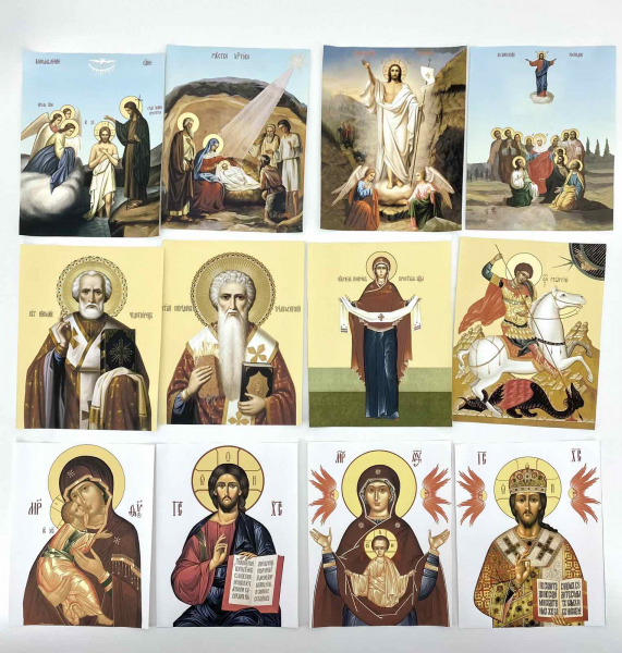 Хоругвы вышитые (пара) с комплектом икон