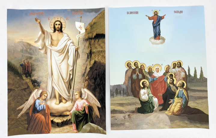 Хоругвы вышитые (пара) с комплектом икон