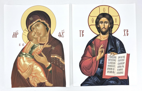 Хоругвы вышитые (пара) с комплектом икон