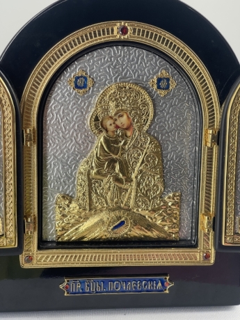 Ікона-складень "Богородиця Почаївська" 18x22x3,5см