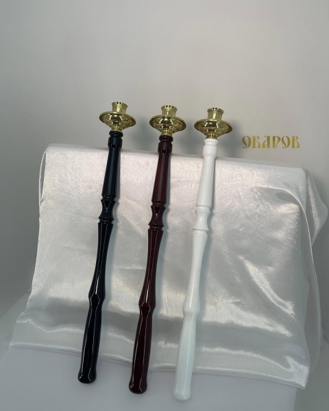 Підсвічник Дияконський, в руку, (фігурна ручка дерево) 59см
