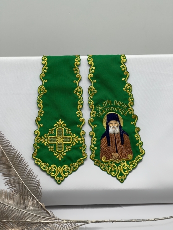 Закладка з вишитим ліком св. проп. Паїсій Святогорець