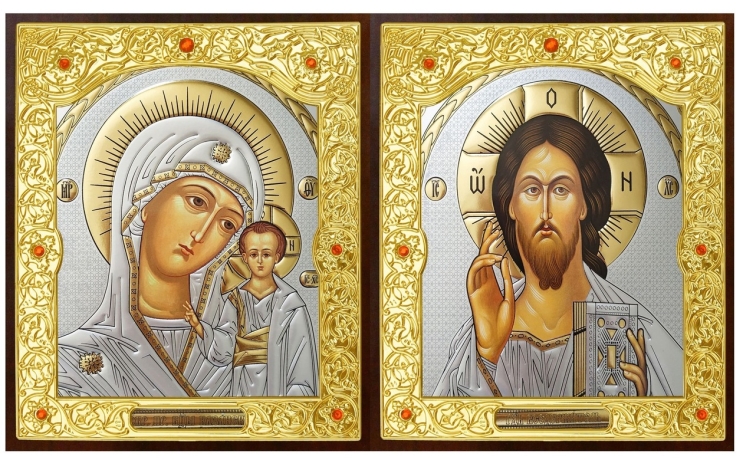 Ікона на дерев'яній планшетці. "Вінчальна пара" (Греція, Візантія) 18х21