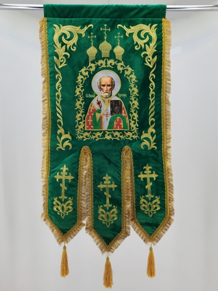 Хоругви (пара св. Микола Чудотворець та св. рівноап. цар. Олена) вишивка "Купол"
