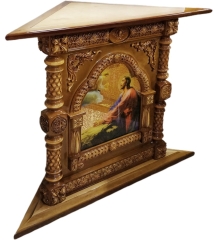 Жертовник дерев'яний, кутовий 126х63,5см (висота 100см)
