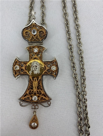 Хрест наперстний, комбінований, емаль