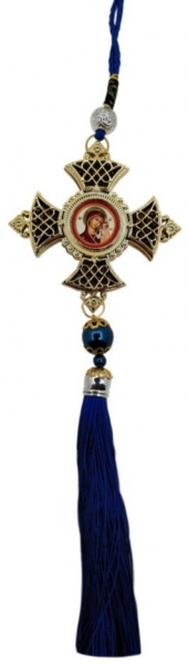 Подвеска Крест желтая кисть