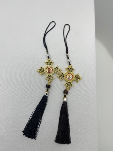 Подвеска  Крест  желтая кисть