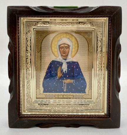 Ікона свт. блаж. Матрони жов. фон 19х17