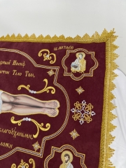 Плащаниця спасителя 70х50см (Церковнослов'янською мовою) тканина алоба, вишивка &quot;Напрестольна&quot;, Спаситель Академічного стилю