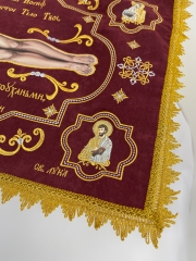 Плащаниця спасителя 70х50см (Церковнослов'янською мовою) тканина алоба, вишивка &quot;Напрестольна&quot;, Спаситель Академічного стилю