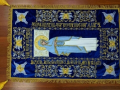 Плащаниця Богородиці на оксамиті 120х80см (вишивка орнамент 2, вишита та розсшита середина, розсшиті букви)