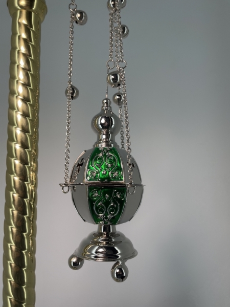 Кадило шистегранное, серебро с цветной эмалью