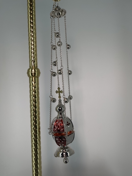 Кадило шистегранное, серебро с цветной эмалью