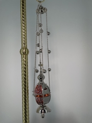 Кадило шестигранне, срібло з кольоровою емаллю з дзвіночками