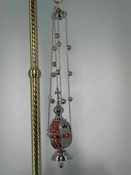 Кадило шистегранное, серебро с цветной эмалью