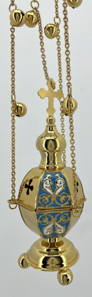 Кадило шистегранное, золото с цветной эмалью