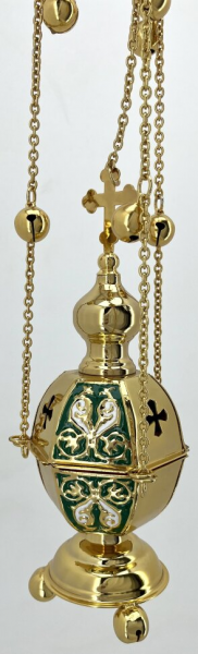 Кадило шистегранное, золото с цветной эмалью