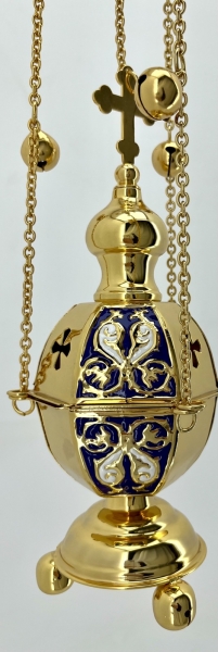 Кадило шистегранное, золото с цветной эмалью