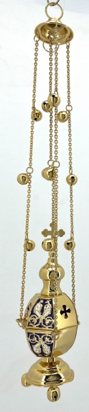 Кадило шистегранное, золото с цветной эмалью