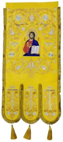 Хоругви вишиті (пара) нова вишивка, вишита ікона, хрест з вишивкою