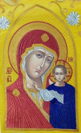 Хоругви вишиті (пара) нова вишивка, вишита ікона, хрест з вишивкою