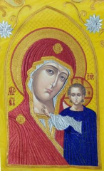 Хоругви вишиті (пара) нова вишивка, вишита ікона, хрест з вишивкою