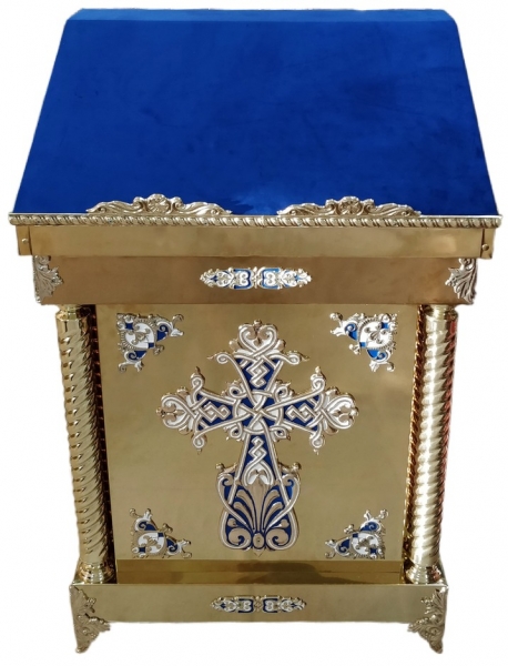 Аналой центральный синий 90см(Крест большой)