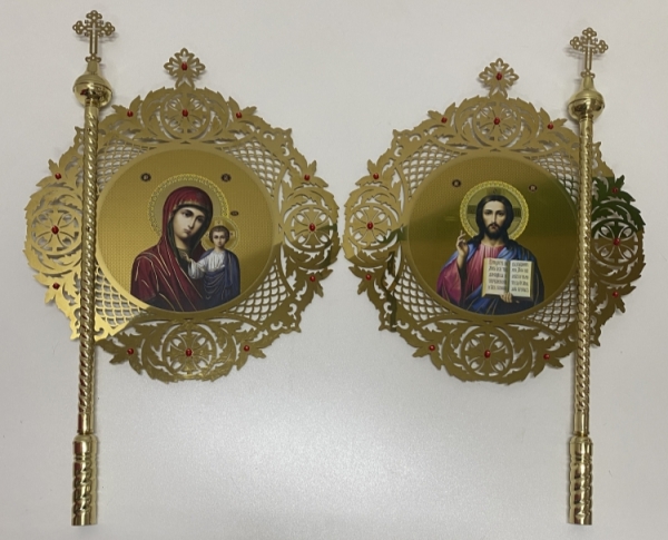 Хоругви металеві, (круглі, сітка) пара 92х54см