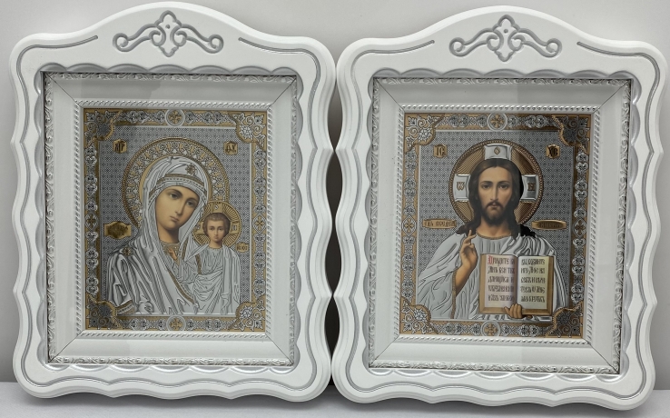 Ікони "Вінчальна пара" літ. тиснена, біл., пат. ср. 30х24см
