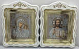 Ікони "Вінчальна пара" літ. тиснена, біл., пат. зол. 30х24см