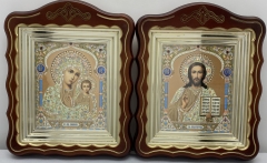 Ікони &quot;Вінчальна пара&quot; літ. купол жов. блак, кор., пат. зол. 30х24см