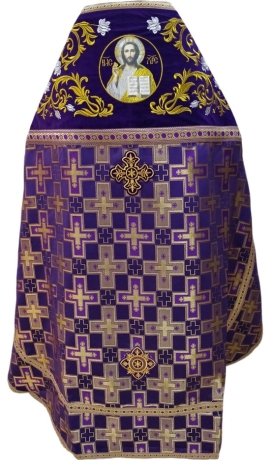 Облачення священника комбіноване з парчі "Патриарший хрест", з вишитим опліччям, Вишивка "Роза"