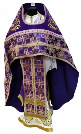 Облачення священника комбіноване з парчі "Патриарший хрест", з вишитим опліччям, Вишивка "Роза"