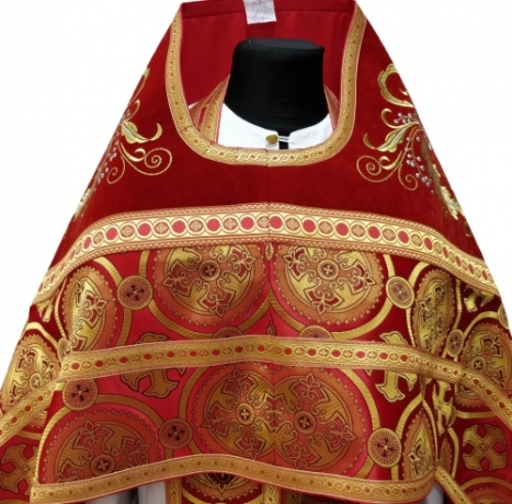 Облачення священника комбіноване з парчі "Київський хрест", з вишитим опліччям, вишивка "Новий візерунок"