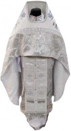 Облачення священника комбіноване з парчі "Флорівський хрест", з вишитим опліччям, візерунок "Лілія"