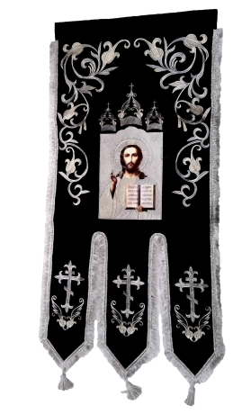 Хоругви вишиті, (пара), вишивка "лілія" вишита ікона та хрест