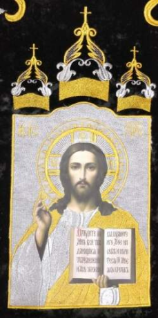 Хоругви вишиті, (пара), вишивка "лілія" вишита ікона та хрест