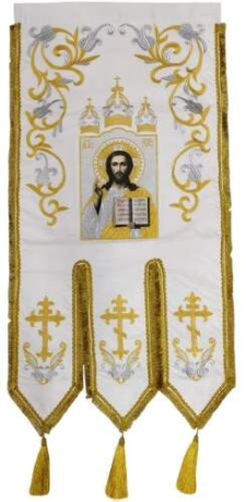 Хоругви вишиті, (пара), вишивка "лілія" вишита ікона та хрест