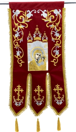 Хоругви вишиті, (пара), вишивка "лілія" вишита ікона та хрест