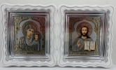 Ікони &quot;Вінчальна пара&quot; літ. купол квітка, біл., пат. ср. 27х24см