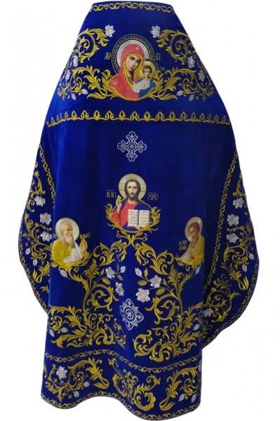 Облачение священника, вишитое на бархате, вишитая середина с иконами с вишитим галуном
