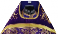 Облачення комбіноване з парчі фіолетового кольору з вишитим оплеччям Тканина &quot;Флорівський хрест&quot; Вишивка &quot;новий візерунок&quot;