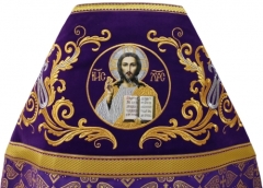 Облачення комбіноване з парчі фіолетового кольору з вишитим оплеччям Тканина &quot;Флорівський хрест&quot; Вишивка &quot;новий візерунок&quot;