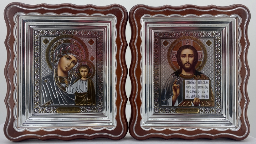 Ікони "Вінчальна пара" літ. пряма роза, кор., пат. ср. 27х24см