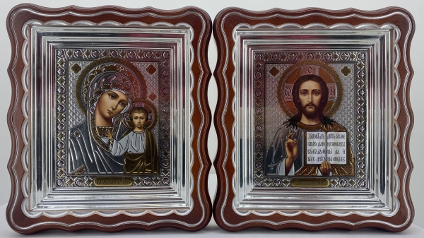 Ікони "Вінчальна пара" літ. пряма роза, кор., пат. ср. 27х24см