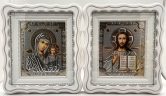 Ікони "Вінчальна пара" літ. тиснена, біл., пат. зол. 27х24см